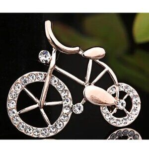Vintage Bicycle Brooch - Gold with Crystal Highlights